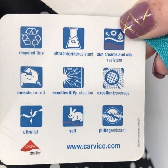 Aqua Green Black & white halter polka dot Tankini Top Size 8 New - Picture 5 of 13